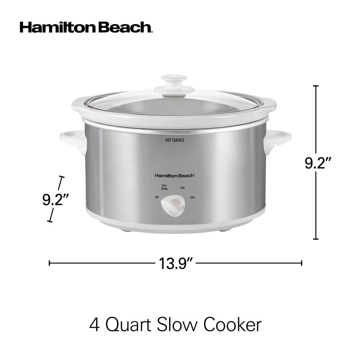 Hamilton Beach 4-Quart Slow Cooker with 3 Cooking Settings, Dishwasher-Safe Stoneware Crock & Glass Lid, Stainless Steel (33140G) Hamilton Beach