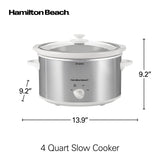 Hamilton Beach 4-Quart Slow Cooker with 3 Cooking Settings, Dishwasher-Safe Stoneware Crock & Glass Lid, Stainless Steel (33140G) Hamilton Beach