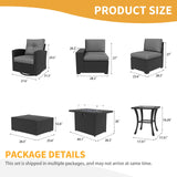 LayinSun 10 Pieces Patio Furniture Set with Fire Pit Table, Black Rattan Modular Sectional Outdoor Conversation Sofa Set, Swivel Rocking Chairs Set LayinSun
