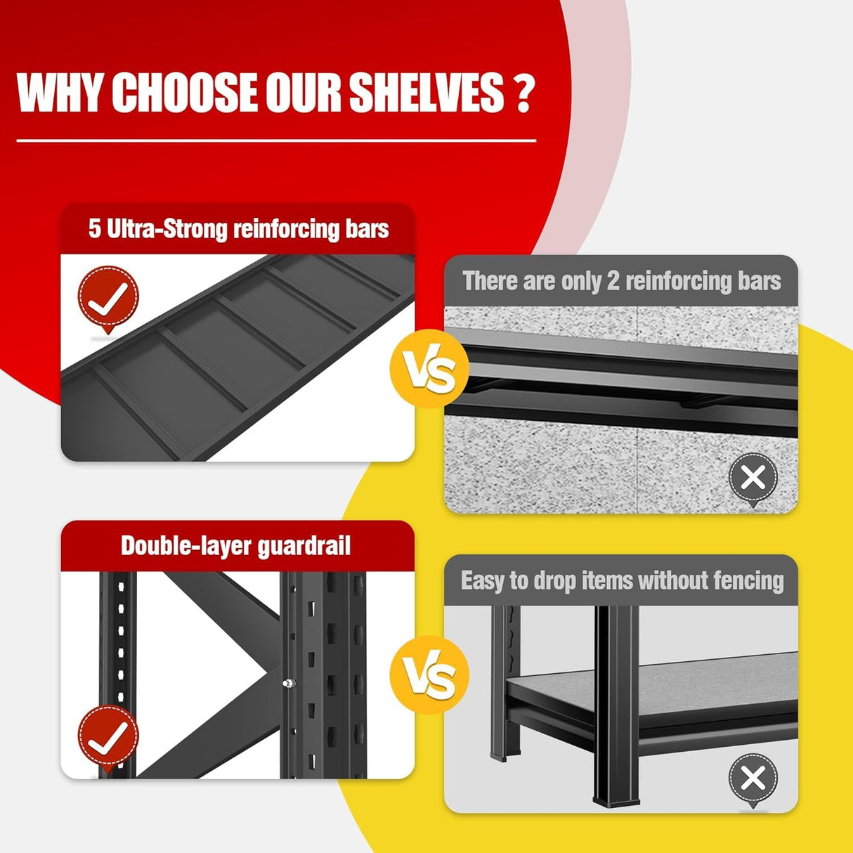 PRESTELION 67" W Garage Shelving 8500LBS Heavy Duty Storage Shelves,Adjustable 3 Tier Metal Shelves, Garage Storage Shelving and Pantry Industrial Shelf Utility Rack, 67" W x 20" D x 63" H PRESTELION