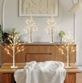 EAMBRITE Home Decorations Light Up White Birch Tree Indoor Christmas Decor, 4 Pack Battery Operated/USB Lighted Tabletop Money Tree Lamp Led Lights Easter Wedding Centerpiece Table Room (2 Ft) EAMBRITE