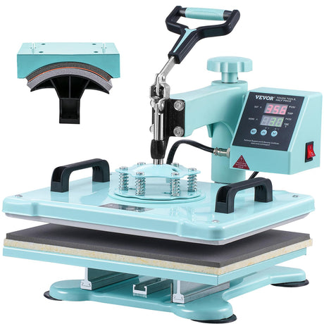 VEVOR 2 in 1 Heat Press Machine, Slide Out Tshirt Press Machine with Hat Press, 360° Swing Away Heat Transfer Machine Multifunction Combo for T-Shirt Hat Cap VEVOR