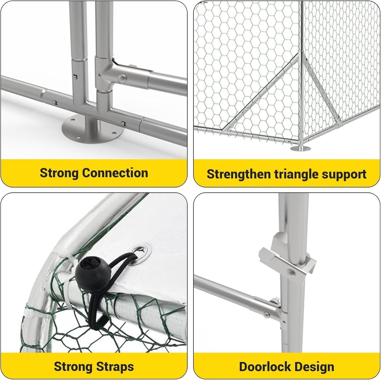 Outdoor Metal Chicken Coop & Run - 9.8x6.5FT Galvanized Steel Walk-in Poultry Cage with Waterproof Anti-UV Cover for Backyard, Garden, Farm (Chickens/Ducks/Rabbits) GAOMON