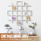 Suzile Oversize Coffee Mug Display Rack Wooden Display Shelves Rustic Wooden Floating Curio Shelf Travel Wall Mounted Coffee Mug Rack Holder Shadow Box Shelf(5.1x5.1x3in,White) Suzile