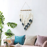 ORIGACH DIY Macrame Feather Wall Hanging Kit Boho White and Dark Gray Feather Tapestry Macrame Kit for Adults Beginner Handmade Rustic Macrame Feathers Leaf Wall Hanger Decor for Living Room Bedroom ORIGACH