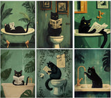 MjhRcll 6 Pack Paint by Numbers for Adults Beginner, Black Cat Paint by Number Kits on Canvas, Funny Animals DIY Acrylic Painting by Number for Home Bathroom Decor 12X16 Inch(Without Frame) MjhRcll