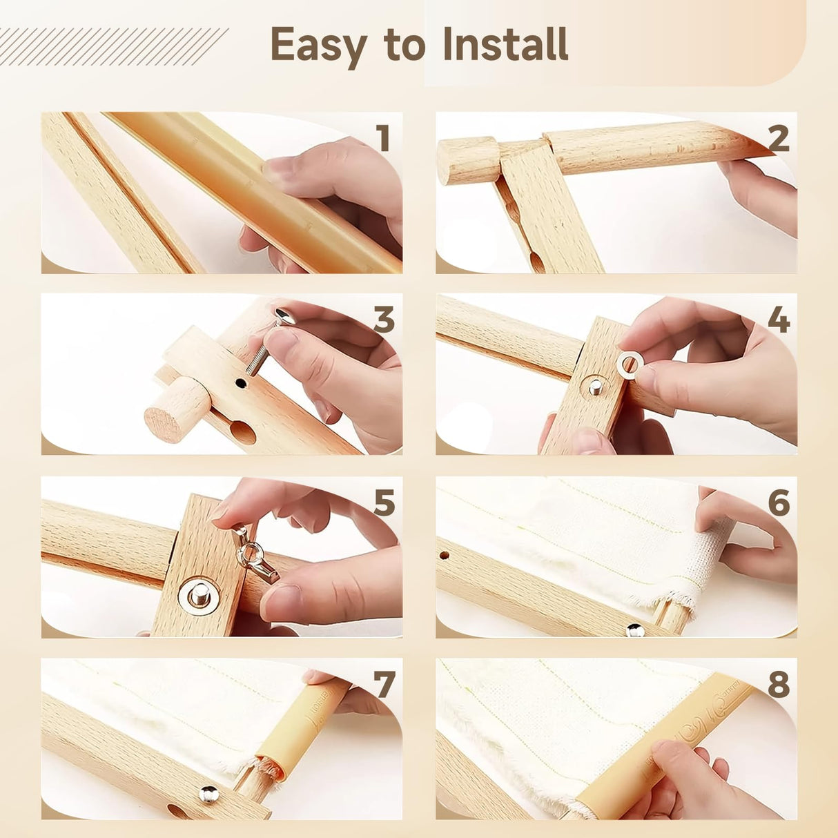 32.8 x 12 Inches Frames for Cross Stitch, Embroidery Scroll Wood Needlework Frame, Needlepoint Scroll Frame, Quilting Hoop Stand, Stitching Needlepoint Holder Tool Wooden Sewing Frame Tideme