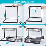 REALINN Under Sink Organizer, Pull Out Cabinet Organizer Slide Out Sink Shelf Cabinet Storage Shelves, Storages for Kitchen Bathroom, Black, 2 Pack REALINN