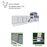 YOPTO 122" Large Chicken Coop with Run,Outdoor Chicken Run W/Nesting Box & Perch,Wooden Hen House W/Ramp & Sliding Trays,Waterproof Poultry Cage W/Sloped Asphalt Roof,for 3-4 Chickens,Gray YOPTO