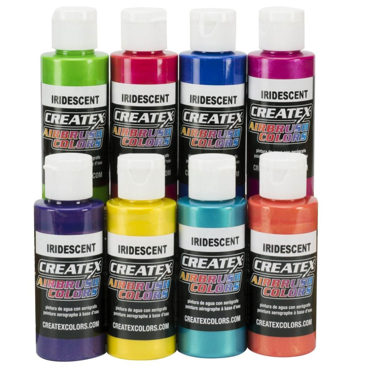 Createx Iridescent 8 Airbrush Paint Colors Set 2 Oz Bottles Createx