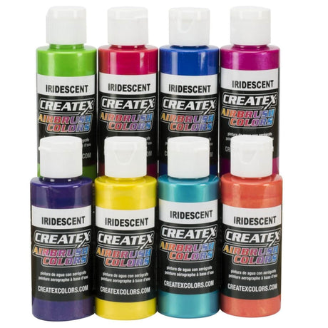 Createx Iridescent 8 Airbrush Paint Colors Set 2 Oz Bottles Createx