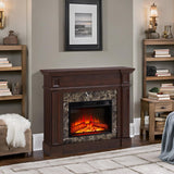 46" Large Electric Fireplace with Mantel, 40" H Tall Fireplace TV Stand, Freestanding Electric Fireplace Heater with Adjustable Flame, Remote Control Fire Place Mantel for Living Room (Walnut) PUTESTEVE