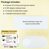 Bouiexye 12 Pack Sublimation Wind Spinner 8 Inches Blanks 3D DIY Wind Sculptures Stainless Aluminum Hanging Ornaments Wind Powered Kinetic Trim Decor for Yards Gardens Windows Porch Bouiexye