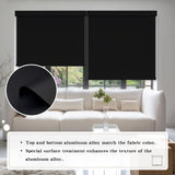 SUNOFF Cordless Blackout Roller Shades Blinds for Windows Free-Stop,Pull Down Room Darkening with Valance,Thermal Insulated Woven Fabric Window Door Blinds for Home,Office,Black 45" W x 72" L sunoff