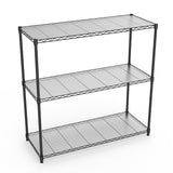 pouseayar Black NSF 3 Tier Metal Shelf Wire Shelving Unit, 1050lbs Heavy Duty Adjustable Storage Rack with Shelf Liners for Closet Kitchen Garage Basement Commercial Shelving - 48" H x 48" L x 18" D pouseayar