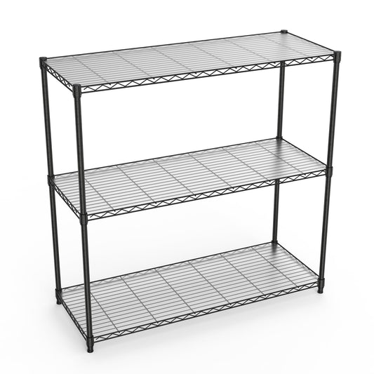 pouseayar Black NSF 3 Tier Metal Shelf Wire Shelving Unit, 1050lbs Heavy Duty Adjustable Storage Rack with Shelf Liners for Closet Kitchen Garage Basement Commercial Shelving - 48" H x 48" L x 18" D