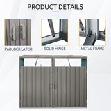 Outdoor Trash Can Storage, Storage Shed for 2 Trash cans and Tools,Waterproof Garbage Bin shed,Metal Trash Can Storage Shed Outdoor for Garden Yard(Light Grey-2 Doors) IMagacFun