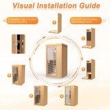 Far Infrared Sauna, Canadian Hemlock Wood Sauna Spa Room for Indoor,1062W 110V Low EMF Saunas with Control Panel and Integrated Speakers, Mini Home Sauna Room for One Person (Wood) OUTARFIE