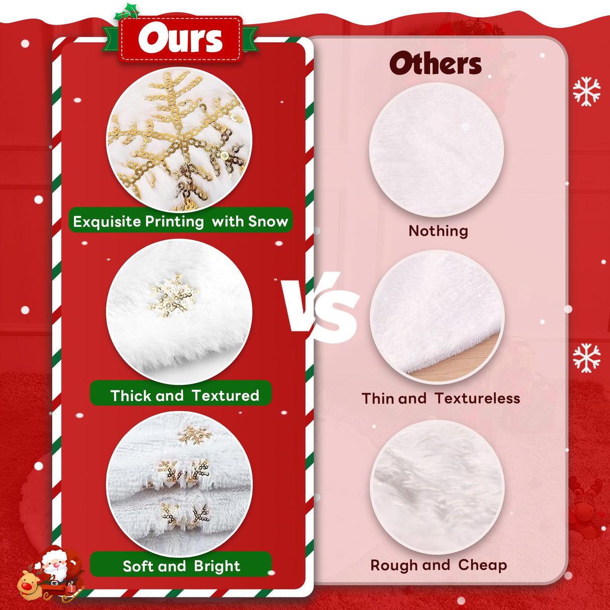 Christmas Tree Skirt 36 Inch, Holiday Part Decorations for Christmas Tree, Whit Plush Gold Sequin Snowflake Tree Shirt for Xmas SRISE