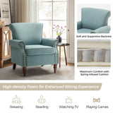 HULALA HOME Accent Chair with Wood Legs & Removable Cushion, Modern Wingback Armchair with Nailhead Trim, Comfy Upholstered Lounge Chair, Single Sofa Chairs for Living Room Bedroom, Blue HULALA HOME