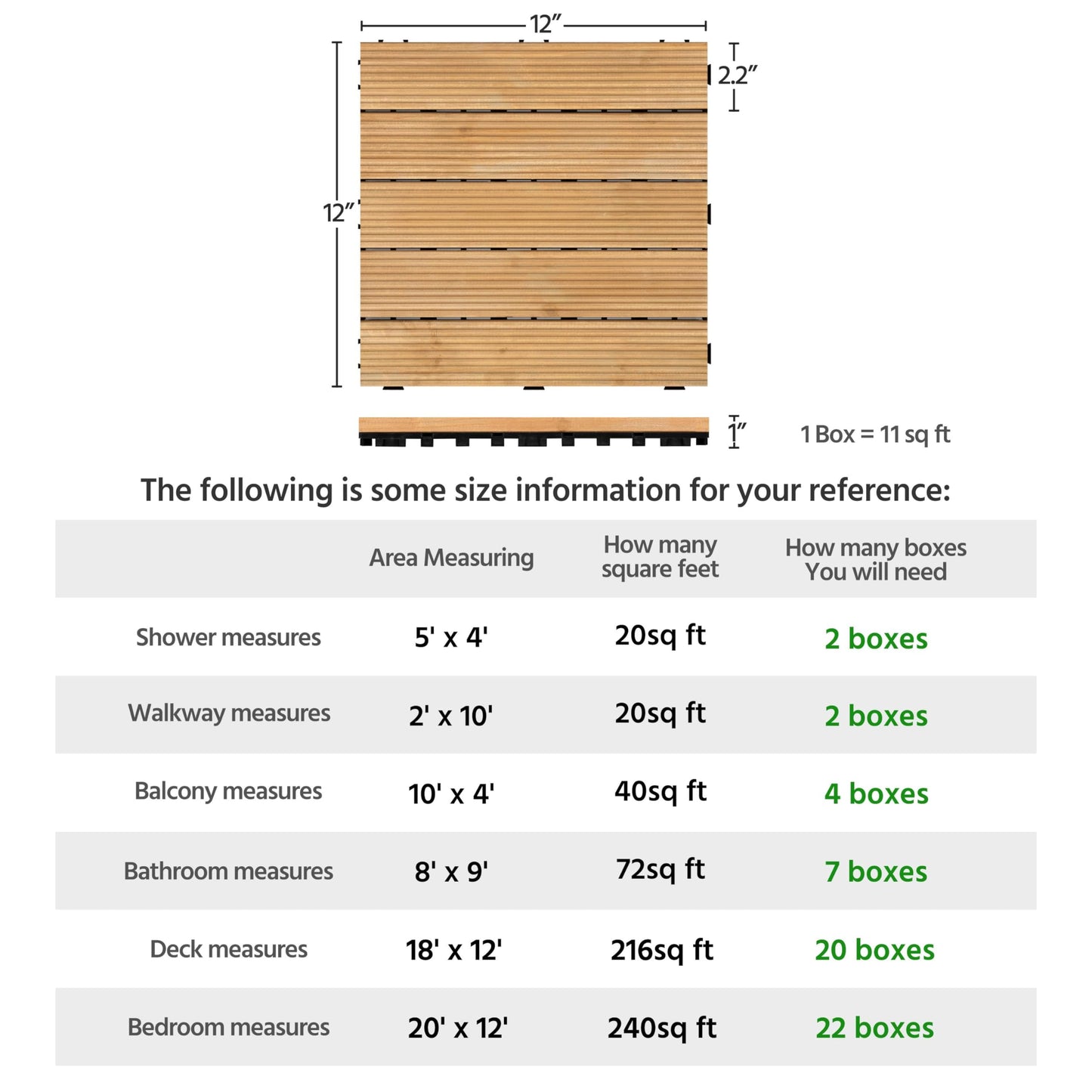 Yaheetech 110pcs Patio Deck Tiles 12 x 12in Interlocking Wood Composite Decking Floor Tiles Fir Wood Indoor Outdoor Patio Garden Deck, Natural Wood - WoodArtSupply