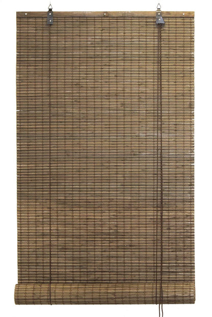 Bamboo Flat-Weave Sun-Filtering Roll Up Blind in Espresso - 72x66 Inch by Seta Direct - WoodArtSupply