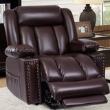 Large Power Lift Chairs Recliners for Elderly with Heated and Massage, Overstuffed Adjustable Lift Chairs, 3 Positions, Breathable Leather, USB-A and USB-C, Cup Holder, Side Pocket Dark Brown Cfvyne