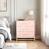 GAOMON Dresser for Bedroom with 3 Drawer, Modern Dressers Chest of Drawers, with Wide Drawers and Metal Handles, Wood Dressers, Pink GAOMON