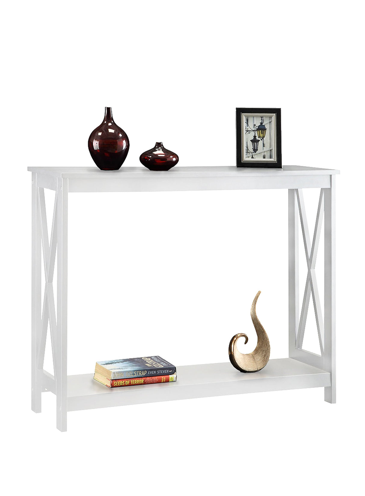 Convenience Concepts Oxford Console Table with Shelf, White Convenience Concepts