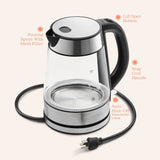 Speed-Boil Electric Kettle For Coffee & Tea - 1.7L Water Boiler 1500W, Borosilicate Glass, Easy Clean Wide Opening, Auto Shut-Off, Cool Touch Handle, LED Light. 360° Rotation, Boil Dry Protection Peach Street