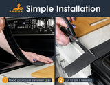 Linda’s Essentials Silicone Stove Gap Covers (2 Pack), Heat Resistant Oven Gap Filler Seals Gaps Between Stovetop and Counter, Easy to Clean Stove Gap Guard (21 Inches, Black) Linda's Essentials
