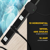Opentron 12 Outlets 4 Feet Body Heavy Duty Metal Surge Protector Power Strip (4 Feet 12 Outlet 6 Feet Power Cord) opentron