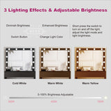 Vanity Desk with Mirror and Lights, Vanity Set Makeup Vanity Table with Adjustable Lights One Drawer Storage Makeup Table with Stool Vanity Desk for Bedroom (Black) Panana