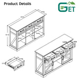 IFGET Farmhouse Buffet Cabinet, 53” Sideboard Cabinet w/3 Drawer, Rustic Storage Cabinet w/Sliding Barn Door, Coffee Bar for Dinning Room, Kitchen, Hallway, and Living Room, White IFGET