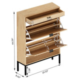 XIAO WEI Shoe Cabinet, Shoe Storage Organizer Cabinet with 2 Flip Half Moon Line Doors, Freestanding Shoe Rack with Adjustable Shelf for Entryway（Oak） XIAO WEI