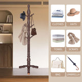 LOZABEE Wooden Coat Rack Stand, Vintage Wood Coat Rack Freestanding with Sturdy Triangle Base,Classic Coat Racks with 9 Hooks, Natural Birch Wood Entryway Coat Hall Tree Hanger Stand LOZABEE