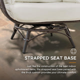 Sunjoy Cuddle Wicker Swivel Lounge, Oversized Indoor Outdoor Egg Chair with 4 Cushions for Patio, Backyard, Living Room, Brown Sunjoy