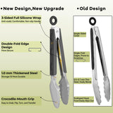 Hotec Stainless Steel Kitchen Tongs Grill Tongs Set of 2-9" and 12", Barbecue Tongs Locking Metal BBQ Kitchen Food Tongs for Cooking Non-Slip Grip HOTEC