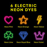 Tulip Neon Tie-Dye Kit, Blacklight Reactive, Easy Application & Techniques, No Mixing, Just Shake & Apply Fabric Dye, Neon Craft Party Activity, 6-Color Kit, 31 pcs Tulip