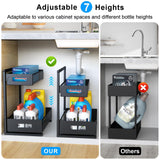 Petiza Under Sink Organizer Pull Out Cabinet Organizer Adjustable Height 2 Tier with Sliding Drawers Kitchen Bathroom Organizer and Storage(1pc) Petiza