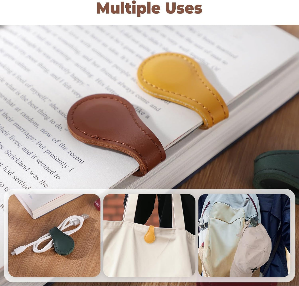 Personalized Magnetic Leather Bookmark, 26 Letters Custom Leather Bookmarks, Handmade, Leather Magnetic Bookmark for Book Lovers Readers Women Kid(Red，A） Artlaza