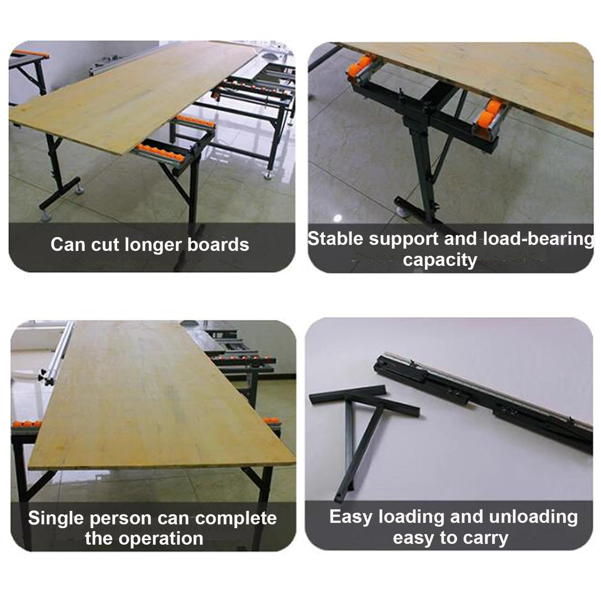 QJSZMEI Metal Sawhorse Folding, Power Tool Stands, Double Row Support Portable Sawhorse Roller Stand with 54 Conveying Pulleys, Miter Saw Stand, for Woodworkers Carpenters and Contractors QJSZMEI