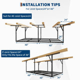 EliteEdge 3x8 Garage Overhead Storage Racks with Stable Triangle Support, Heavy-Duty Steel Ceiling Mount Racks for Garage Storage, Adjustable Height, 600lbs Capacity, Black EliteEdge