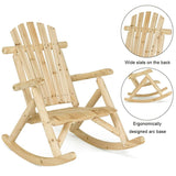 Casart Log Rocking Chair Wood Porch Rocker Lounge Patio Deck Balcony Furniture Rustic Single Rocker Natural Casart