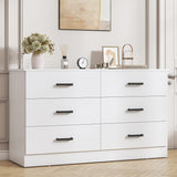 Bigbiglife Wood Dresser for Bedroom, 6 Drawer Double Dresser, Modern Chest of Drawers with Deep Drawers, Large Storage Organizer for Living Room, Closet,15.8" D x 47.2" W x 27.7" H (White) Bigbiglife