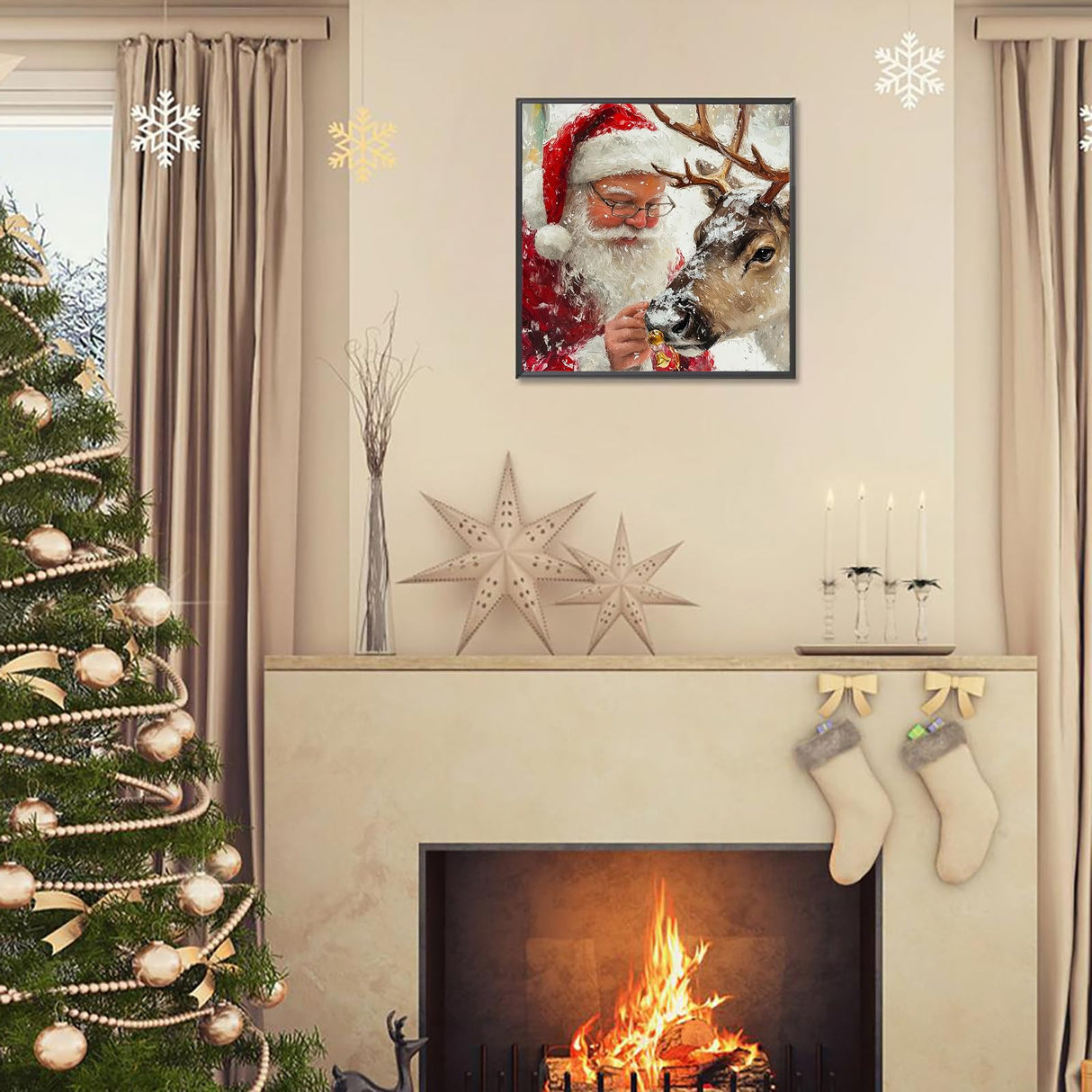 Christmas Paint by Numbers for Adult,Paint by Numbers Kit for Adults Beginners,DIY Paint by Numbers Acrylic Paint Canvas Santa Elk Painting Kits Art,Home Wall Decor, 11.8X11.8 inch(Without Frame) APTDYIGL