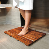 VaeFae Teak Shower Mat, Non-Slip Bath Mat, Luxury Spa Mat, Wooden Mat for Bathtub (Large) VaeFae