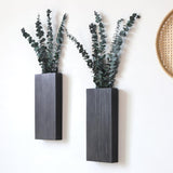 Wlicon 2 Pack Wood Wall Planters Vase for Dried Flowers and Artificial Greenery Plants Holder Wood Wall Decor for Living Room Bedroom Kitchen Home Office Decoration, Modern Farmhouse Wooden Wall Vases Wlicon