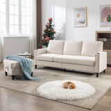 Siiejia Convertible Sectional Couches for Living Room, L-Shaped Couch 3 Seats Sofas with Storage Chaise & 2 Cup Holders, Small Sofa for Apartment, Compact Spaces, Beige Siiejia