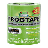 FrogTape Multi-Surface Painters Tape with PAINTBLOCK, 2 Inch Wide (1.88 In. x 60 Yds), Medium Adhesion, Green, 3 Rolls (240661) FrogTape